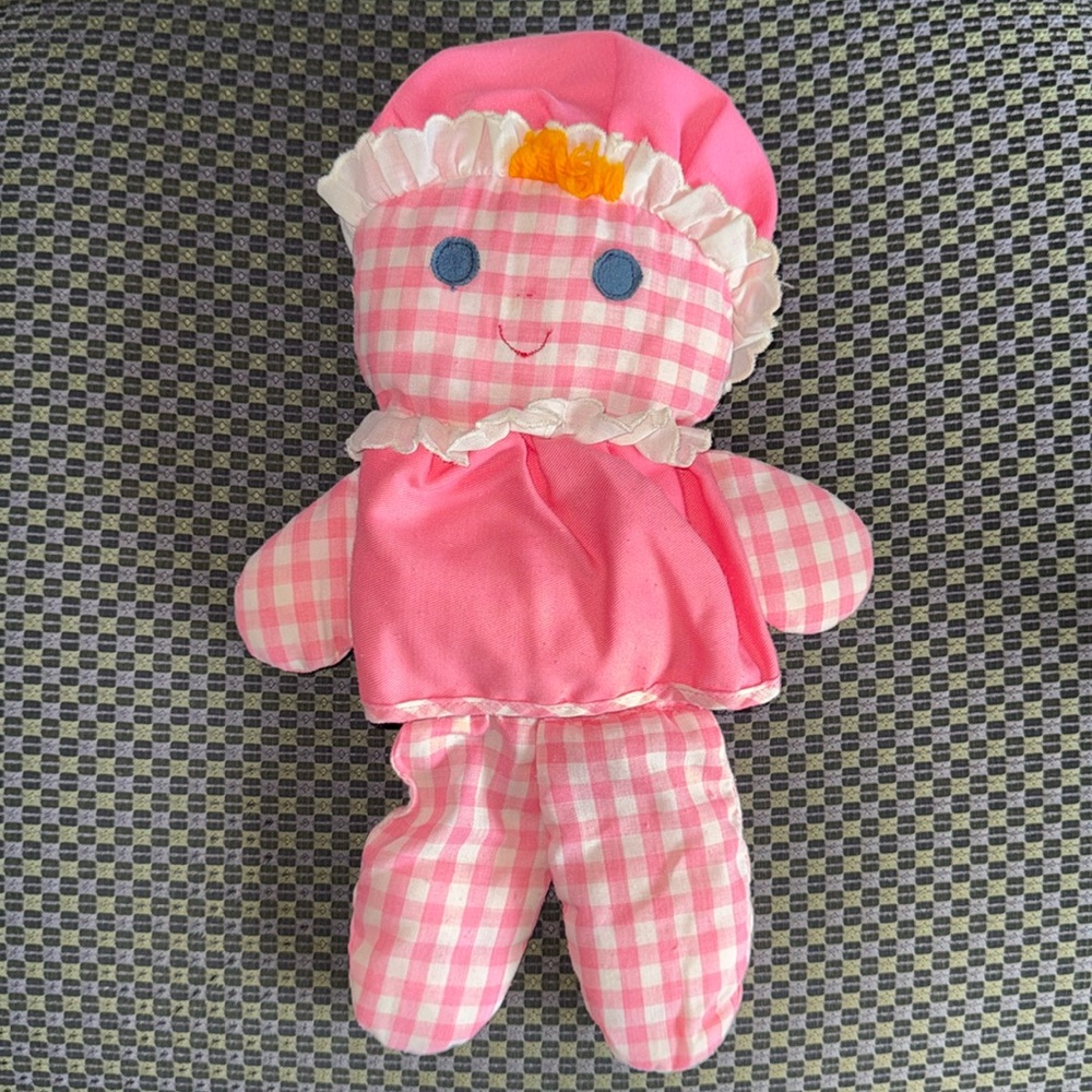 VINTAGE FISHER PRICE LOLLY DOLLY RATTLE DOLL Pink